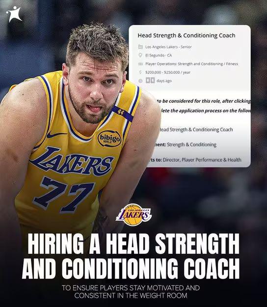 招聘！湖人计划开始25万年薪聘体能师直指东契奇体能+减肥(图1)